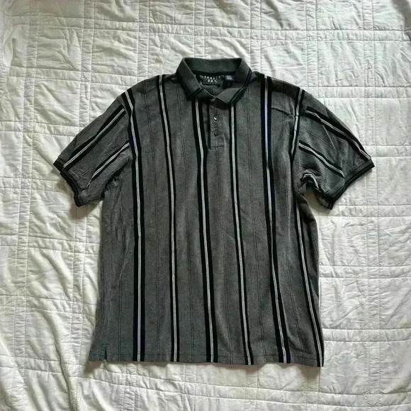 Vintage 90s streetwear striped polo trader bay mens XXL alternative golf - Picture 1 of 7